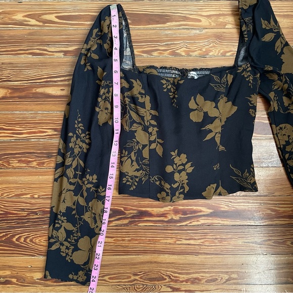 Reformation Blue and Brown Long Sleeve Floral Top - Picture 13 of 14